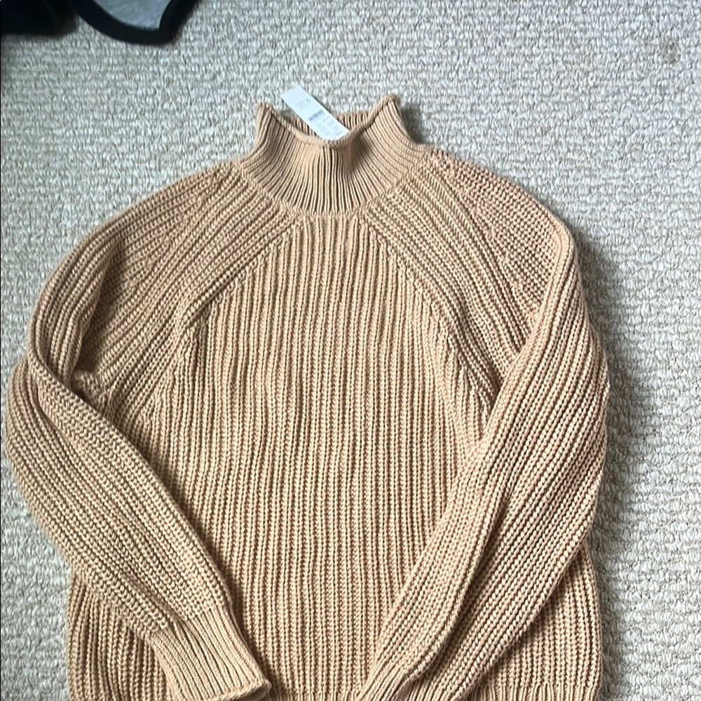 J. Crew Tan Cotton Roll Neck Sweater